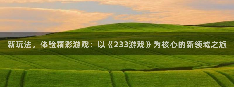 新玩法，体验精彩游戏：以《233游戏》为核心的新领域之旅